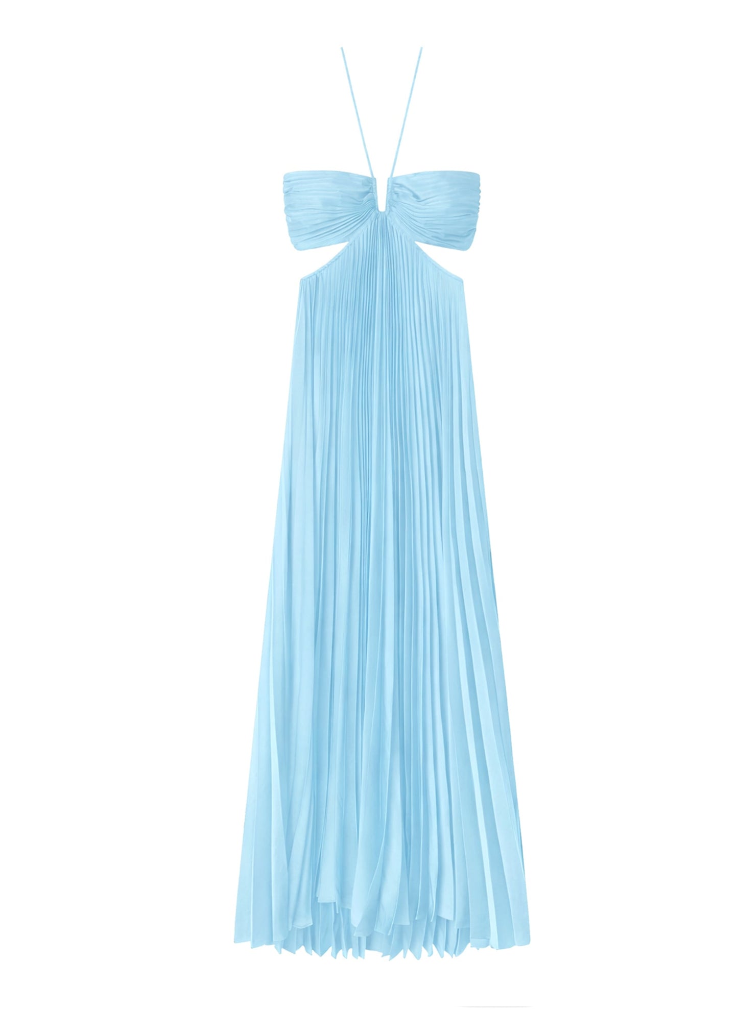 Robe longue plissée en satin Cromos Moira