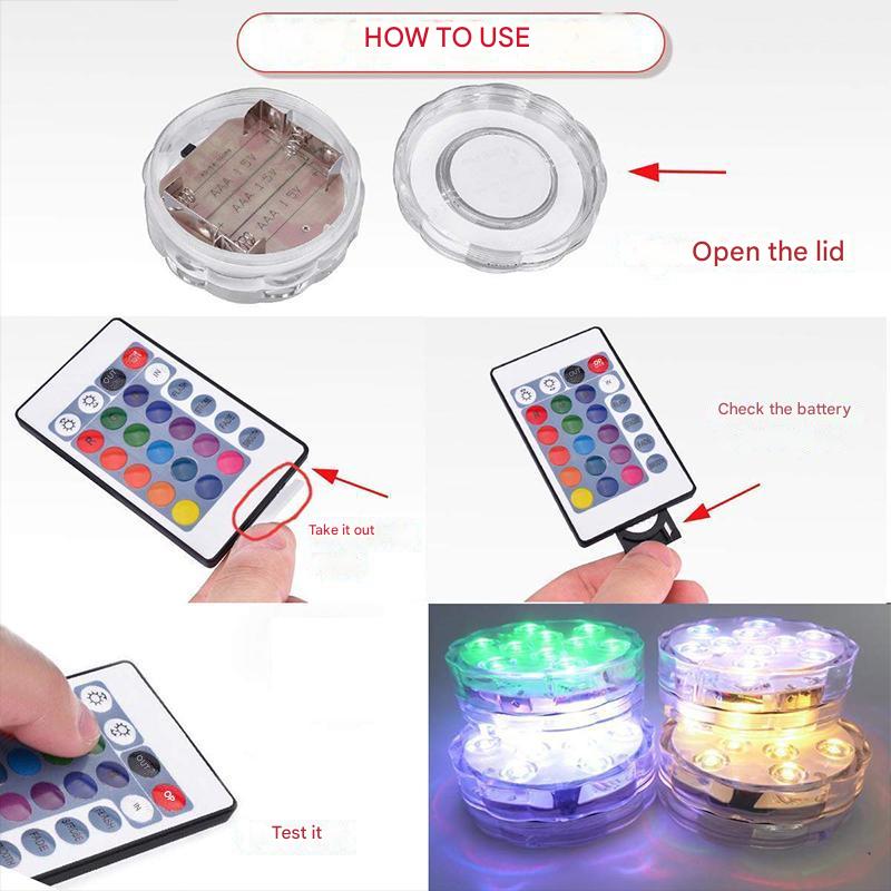 Cromos | Lampe LED sous-marine étanche GlowRipple avec télécommande – éclairage aquatique décoratif RGB moderne