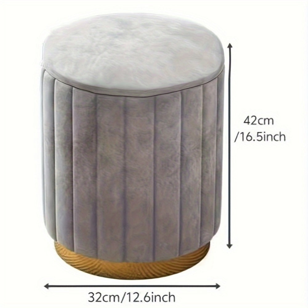 Cromos | Ottoman de Rangement Rond avec Finition Miroir – Nordic Chic