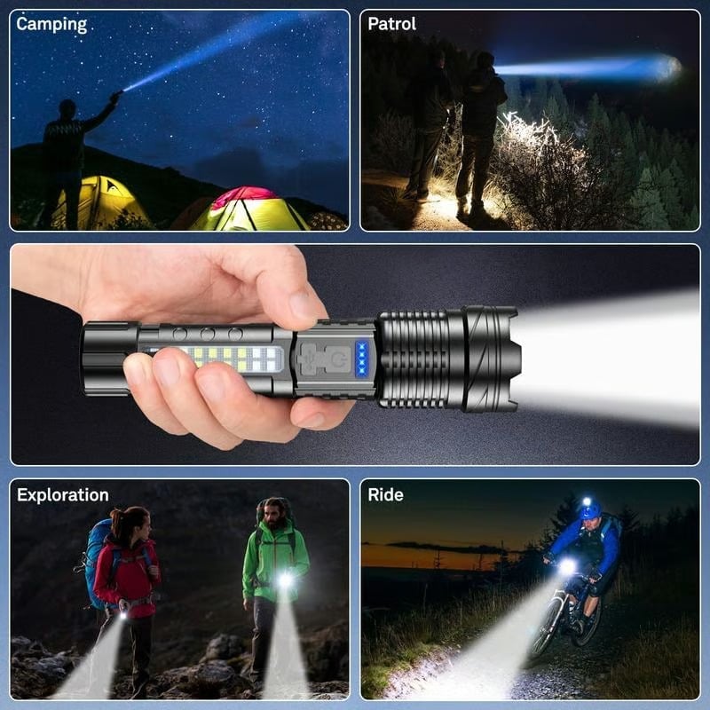 Lampe de poche laser blanche avec éclairage extérieur et lumière de travail latérale COB | Cromos