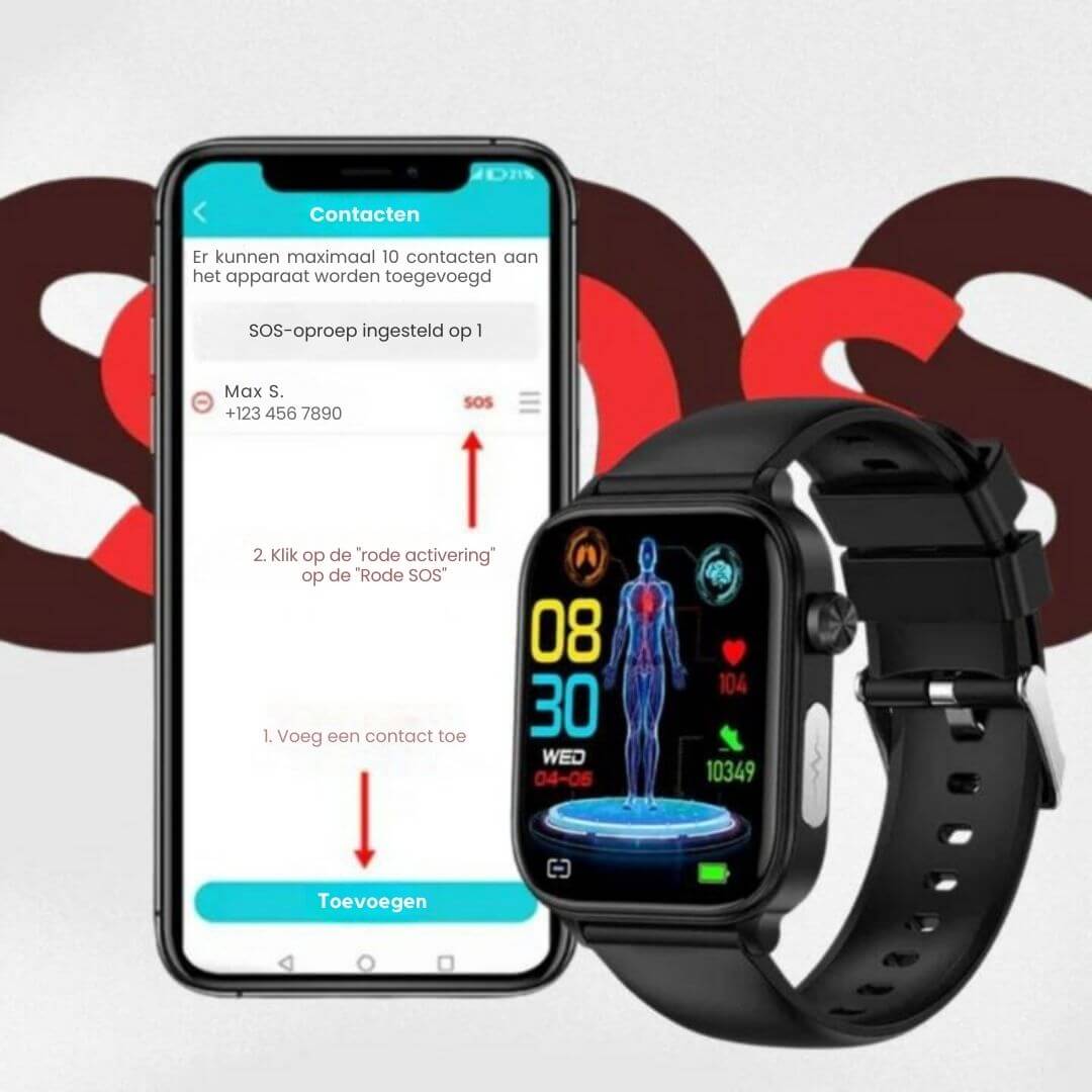 Cromos | Montre Connectée Santé GlucoCare SOS avec Détection de Chute