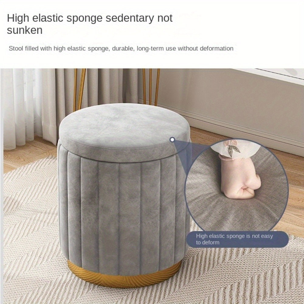 Cromos | Ottoman de Rangement Rond avec Finition Miroir – Nordic Chic