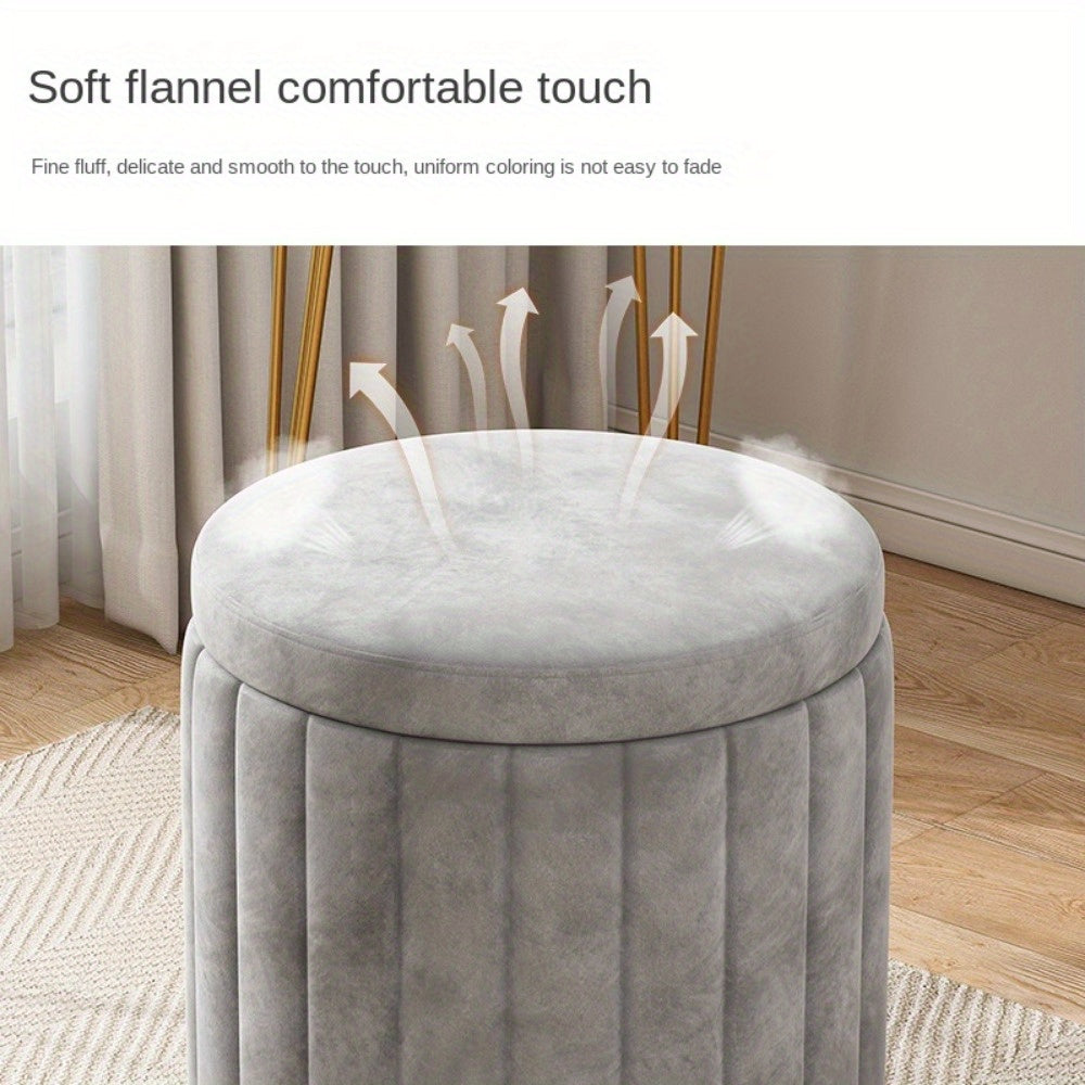 Cromos | Ottoman de Rangement Rond avec Finition Miroir – Nordic Chic