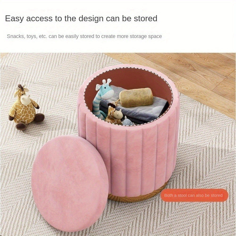Cromos | Ottoman de Rangement Rond avec Finition Miroir – Nordic Chic