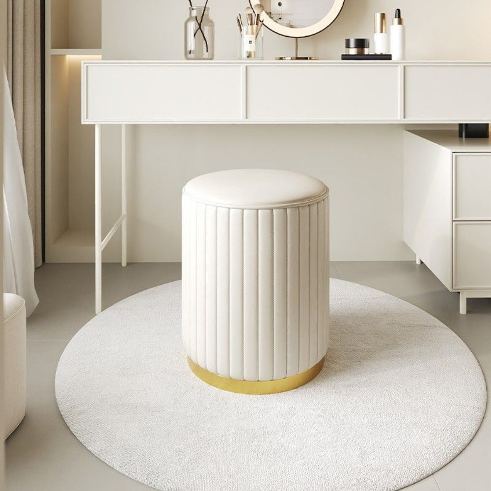 Cromos | Ottoman de Rangement Rond avec Finition Miroir – Nordic Chic