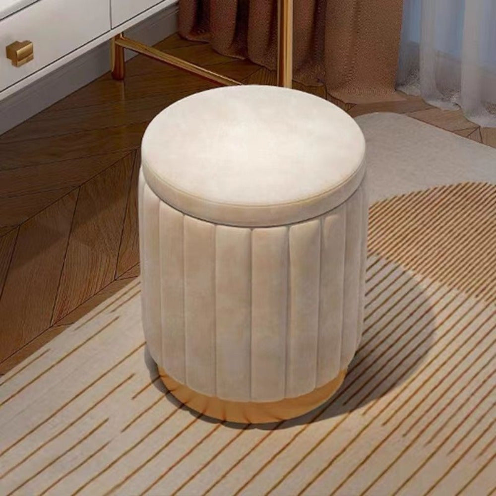 Cromos | Ottoman de Rangement Rond avec Finition Miroir – Nordic Chic