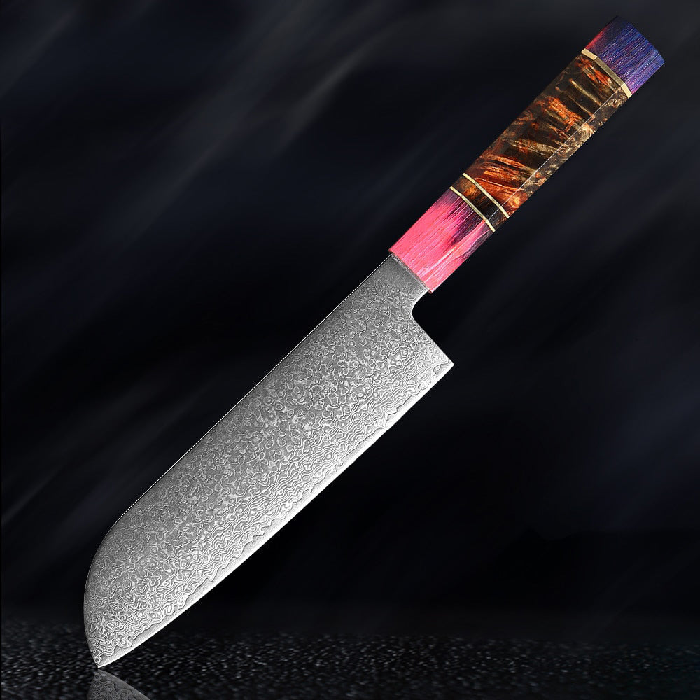 Cromos | Mahou Damascus Santoku Couteau de Cuisine Premium – Lame Acier Damas Haute Précision pour Découpe Professionnelle
