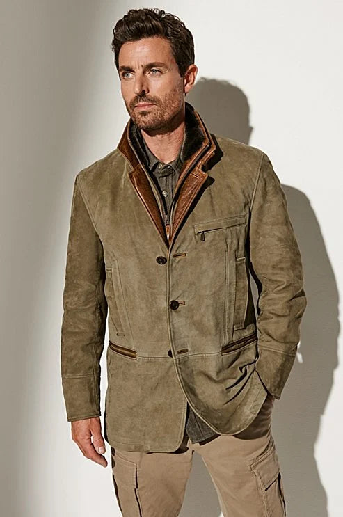 Cromos | Veste Homme en Suède Vintage avec Doublure Noam