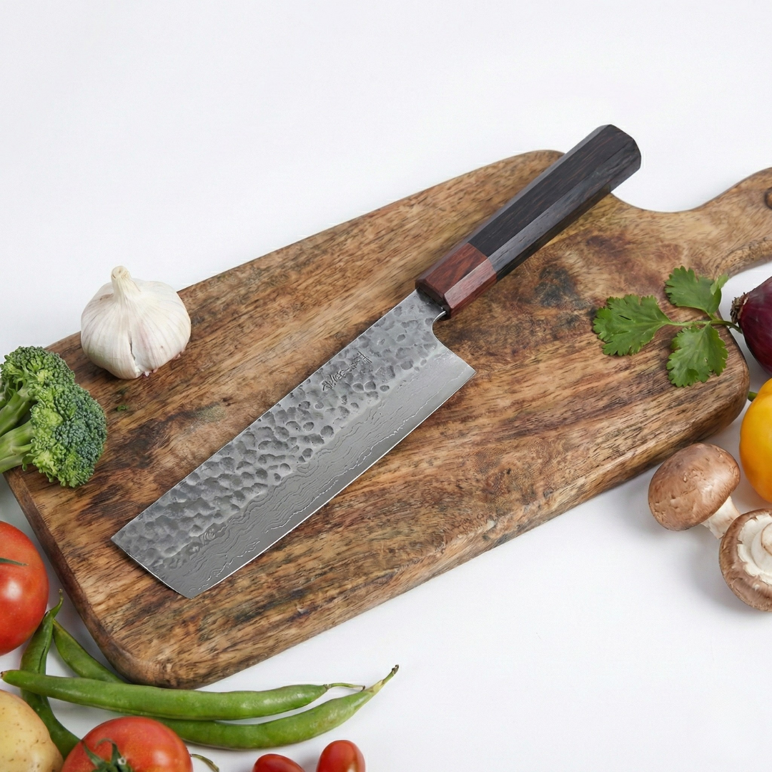 Cromos | Gentetsu Nakiri – Couteau Japonais Premium pour Légumes en Acier Haute Précision à Lame Droite Ultra Tranchante