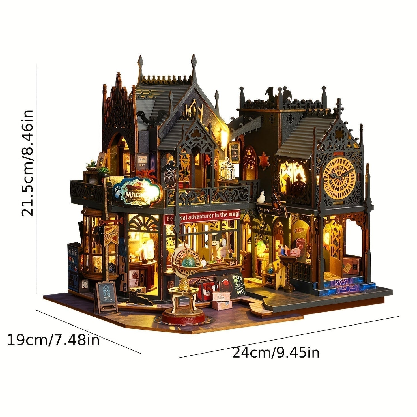 Cromos | Maison de livres envoûtante puzzle en bois 3D avec éclairage magique décoratif artistique