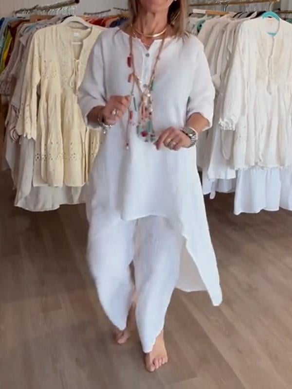 Cromos | BreezyChic Costume en Lin Uni Homme – Ensemble Léger et Élégant Respirant pour Été et Style Décontracté Chic