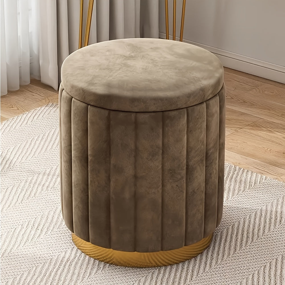 Cromos | Ottoman de Rangement Rond avec Finition Miroir – Nordic Chic