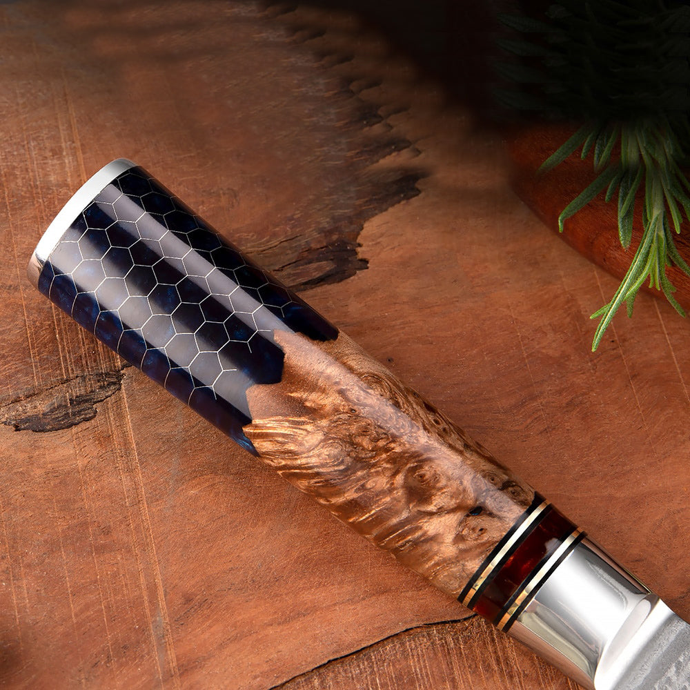 Cromos | Kiba Damascus Santoku Couteau de Cuisine Japonais Premium – Lame Acier Damas VG-10 Haute Précision pour Coupe Professionnelle