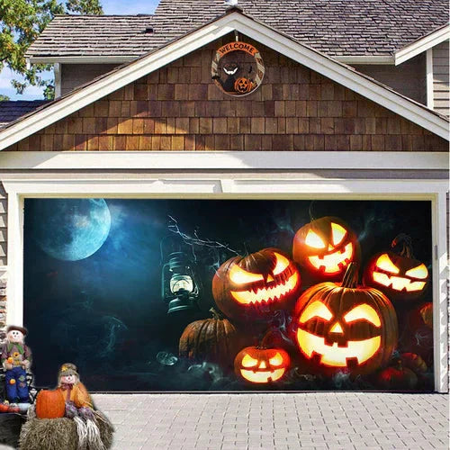 Cromos | Décoration de Porte de Garage Halloween – Housse Décorative Festive Effet Hanté pour Garage