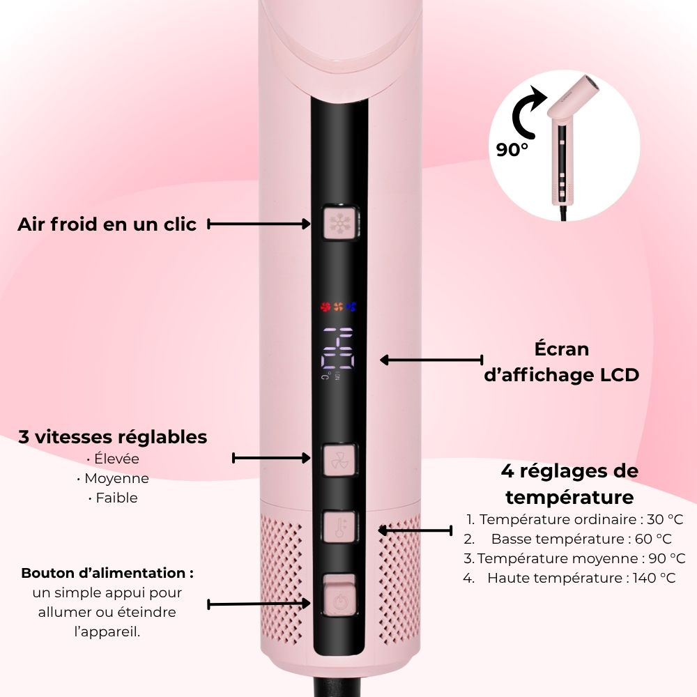 Cromos | Sèche-Cheveux AirStyler 9-en-1 Rose – Celesta