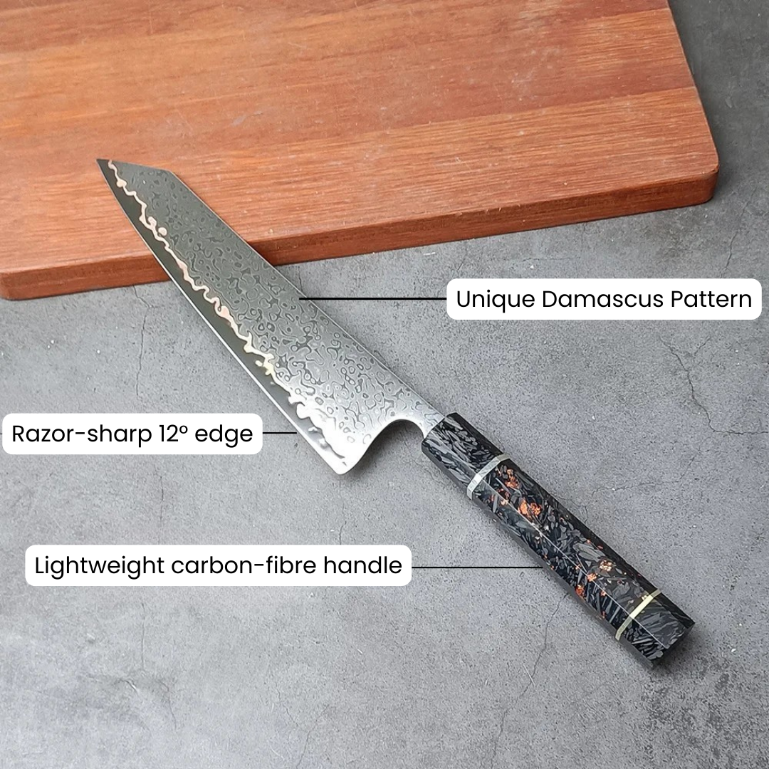 Cromos | Homura Kiritsuke – Couteau Japonais Premium Polyvalent en Acier Damassé VG-10 pour Découpe de Précision Professionnelle