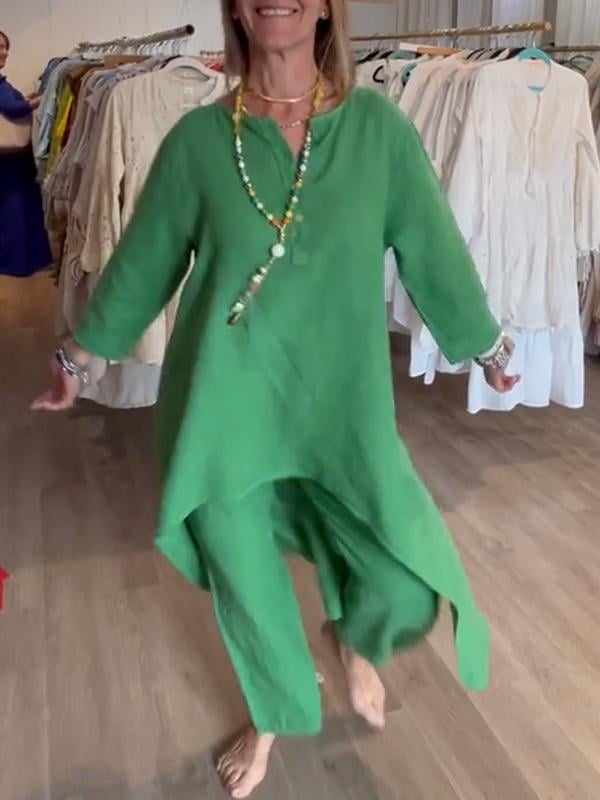 Cromos | BreezyChic Costume en Lin Uni Homme – Ensemble Léger et Élégant Respirant pour Été et Style Décontracté Chic