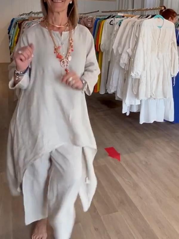 Cromos | BreezyChic Costume en Lin Uni Homme – Ensemble Léger et Élégant Respirant pour Été et Style Décontracté Chic