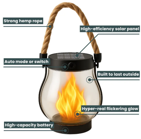 Cromos | BowLift | Lampe solaire Fire Seed — Une ambiance de flamme magique pour réchauffer votre espace et sublimer chaque nuit