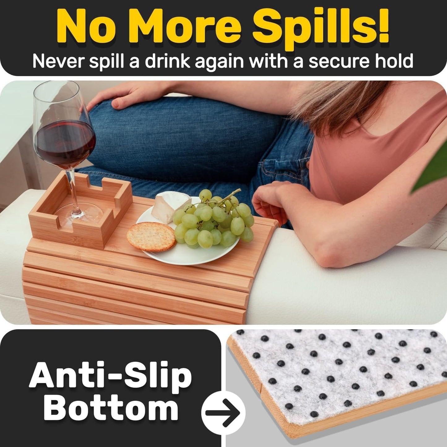 Cromos | BambooSip – Porte-Gobelet Canapé Élégant & Support Boisson Universel pour Sofa, Pratique et Design Minimaliste