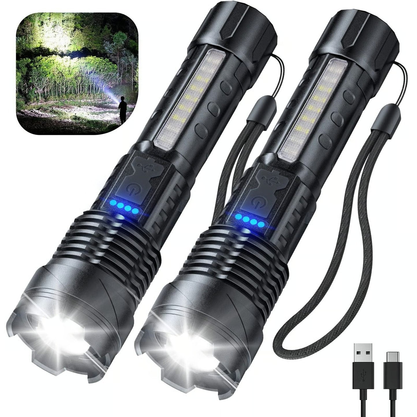 Lampe de poche laser blanche avec éclairage extérieur et lumière de travail latérale COB | Cromos