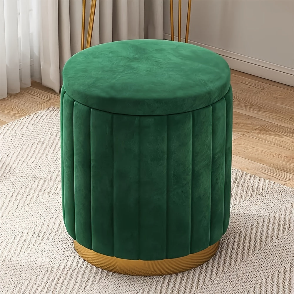 Cromos | Ottoman de Rangement Rond avec Finition Miroir – Nordic Chic