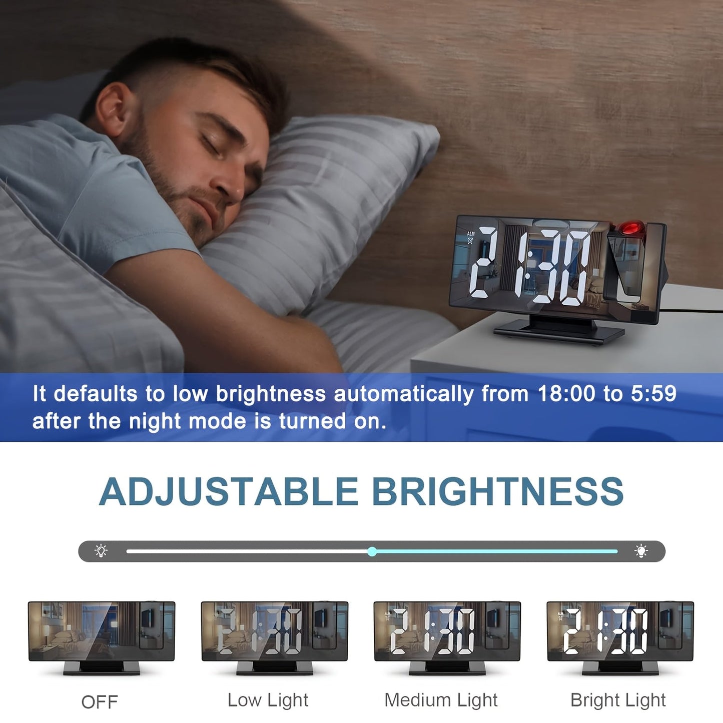 Cromos | Réveil LED avec Projection 180° & Fonction Snooze