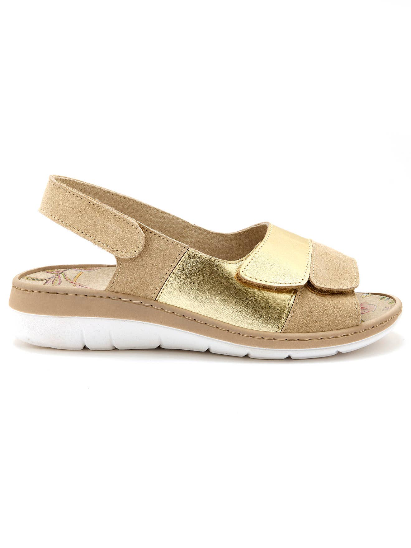 Sandales Cromos en cuir véritable avec fermeture Velcro et détails dorés