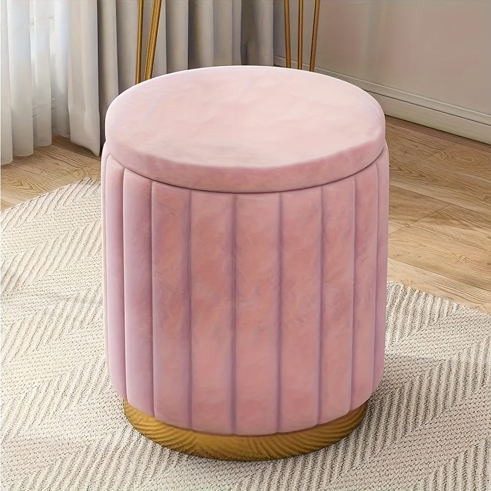 Cromos | Ottoman de Rangement Rond avec Finition Miroir – Nordic Chic
