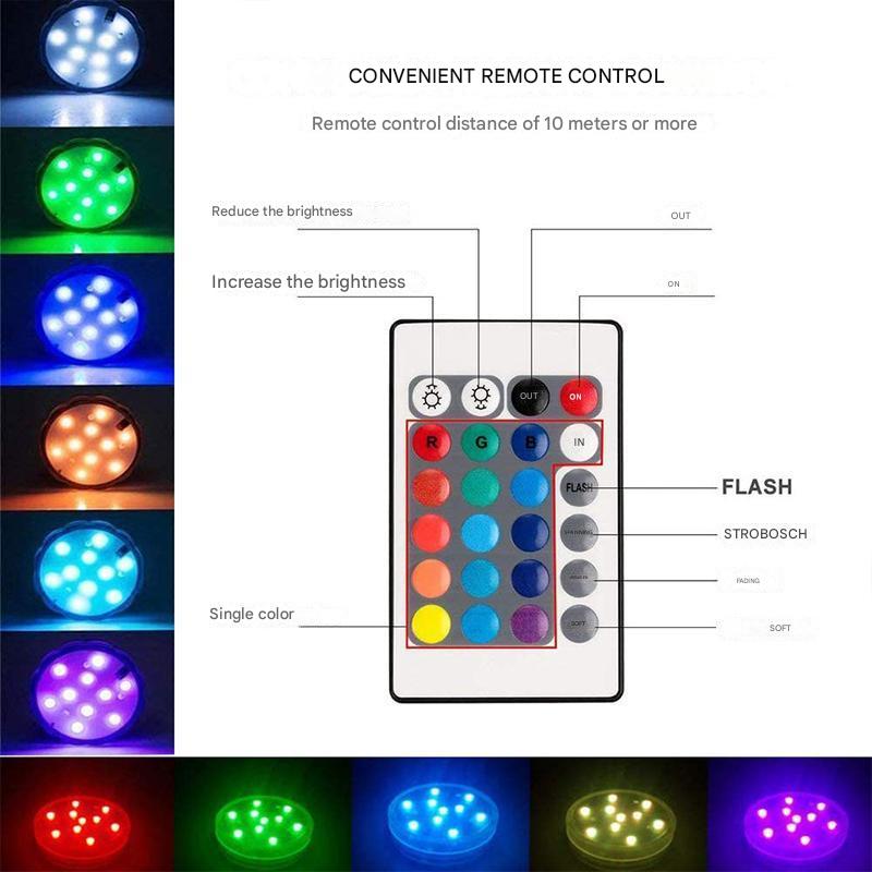 Cromos | Lampe LED sous-marine étanche GlowRipple avec télécommande – éclairage aquatique décoratif RGB moderne