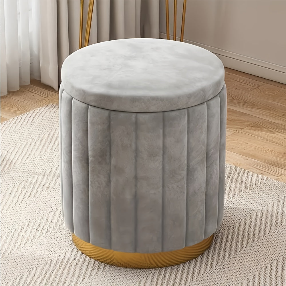 Cromos | Ottoman de Rangement Rond avec Finition Miroir – Nordic Chic