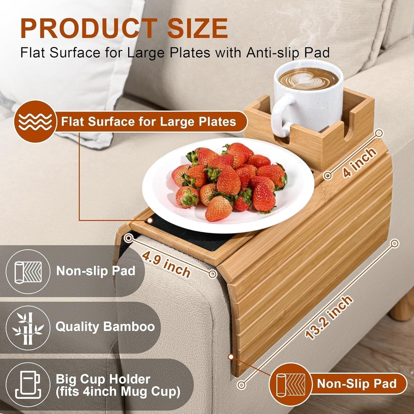 Cromos | BambooSip – Porte-Gobelet Canapé Élégant & Support Boisson Universel pour Sofa, Pratique et Design Minimaliste
