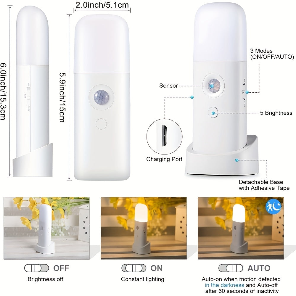 Cromos | Lampe de Nuit LED à Capteur de Mouvement Rechargeable USB & Réglable