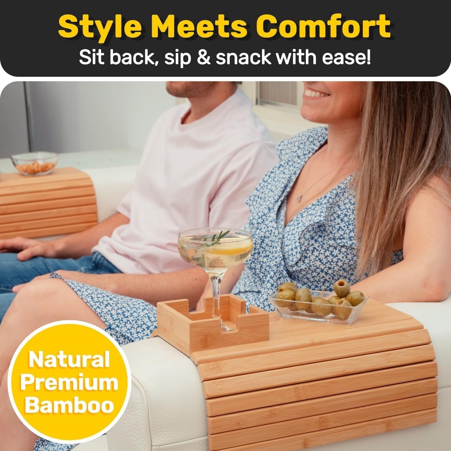Cromos | BambooSip – Porte-Gobelet Canapé Élégant & Support Boisson Universel pour Sofa, Pratique et Design Minimaliste