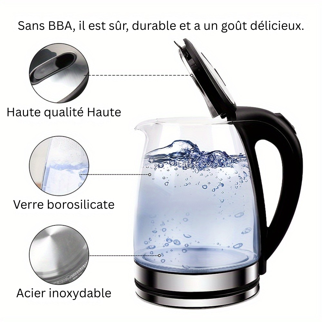Cromos | Bouilloire Électrique en Verre LED 2L – AquaElegance