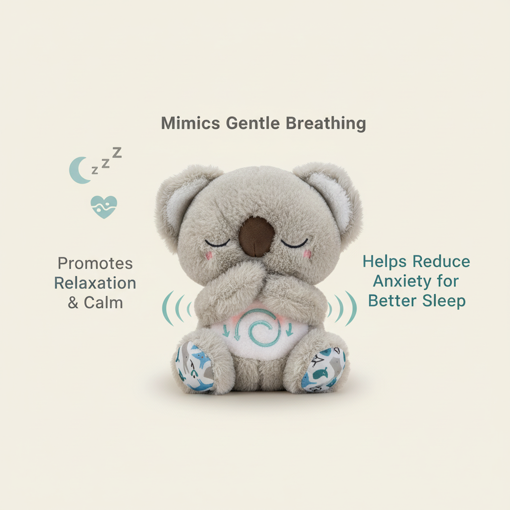Cromos | Koala apaisant jouet de respiration rythmique avec simulation respiratoire, thérapie sonore, tactile haptique et veilleuse LED intégrée en peluche lestée