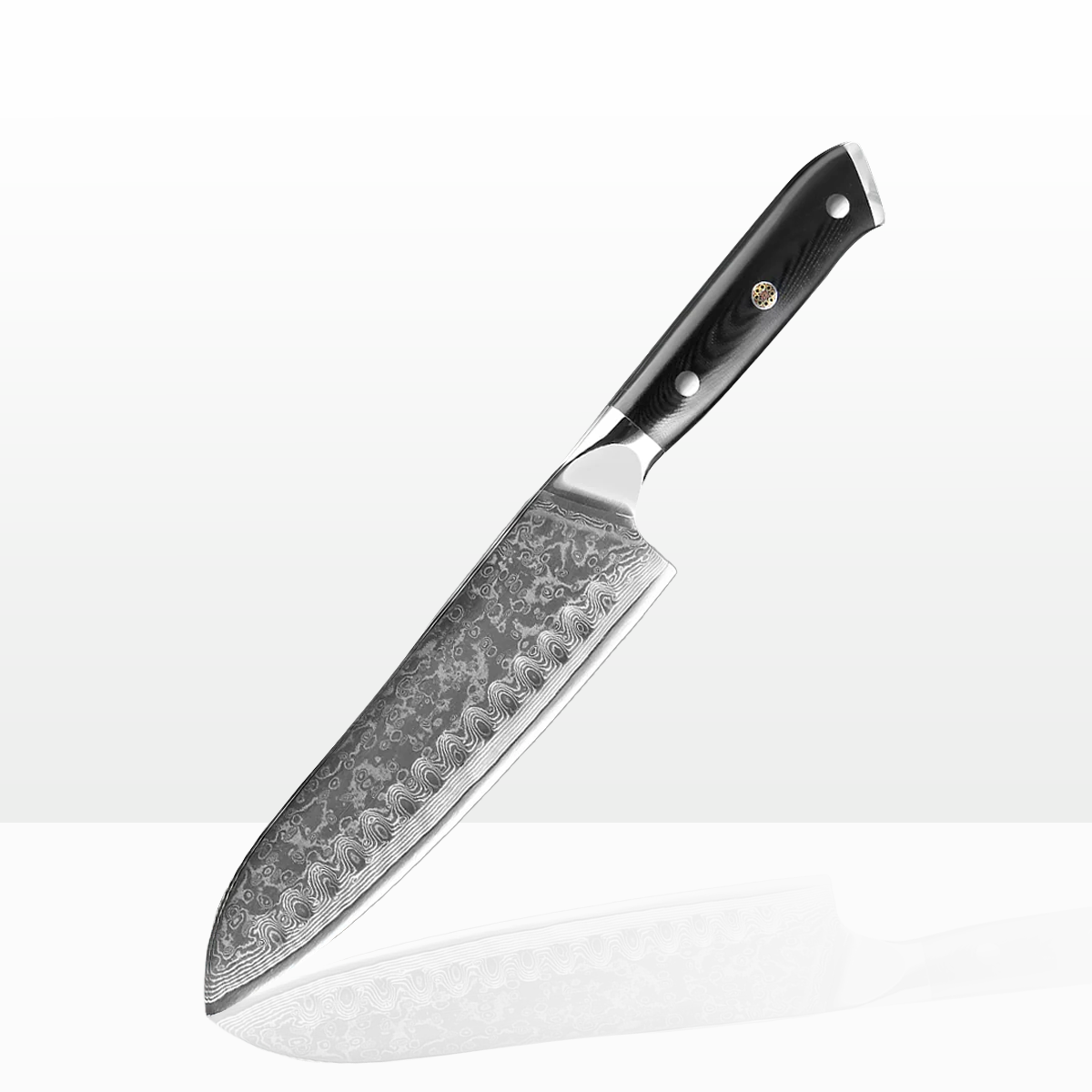 Cromos | Kuro Damascus Santoku Couteau de Cuisine Japonais Premium – Lame Acier Damas VG-10 Haute Précision et Performance Professionnelle
