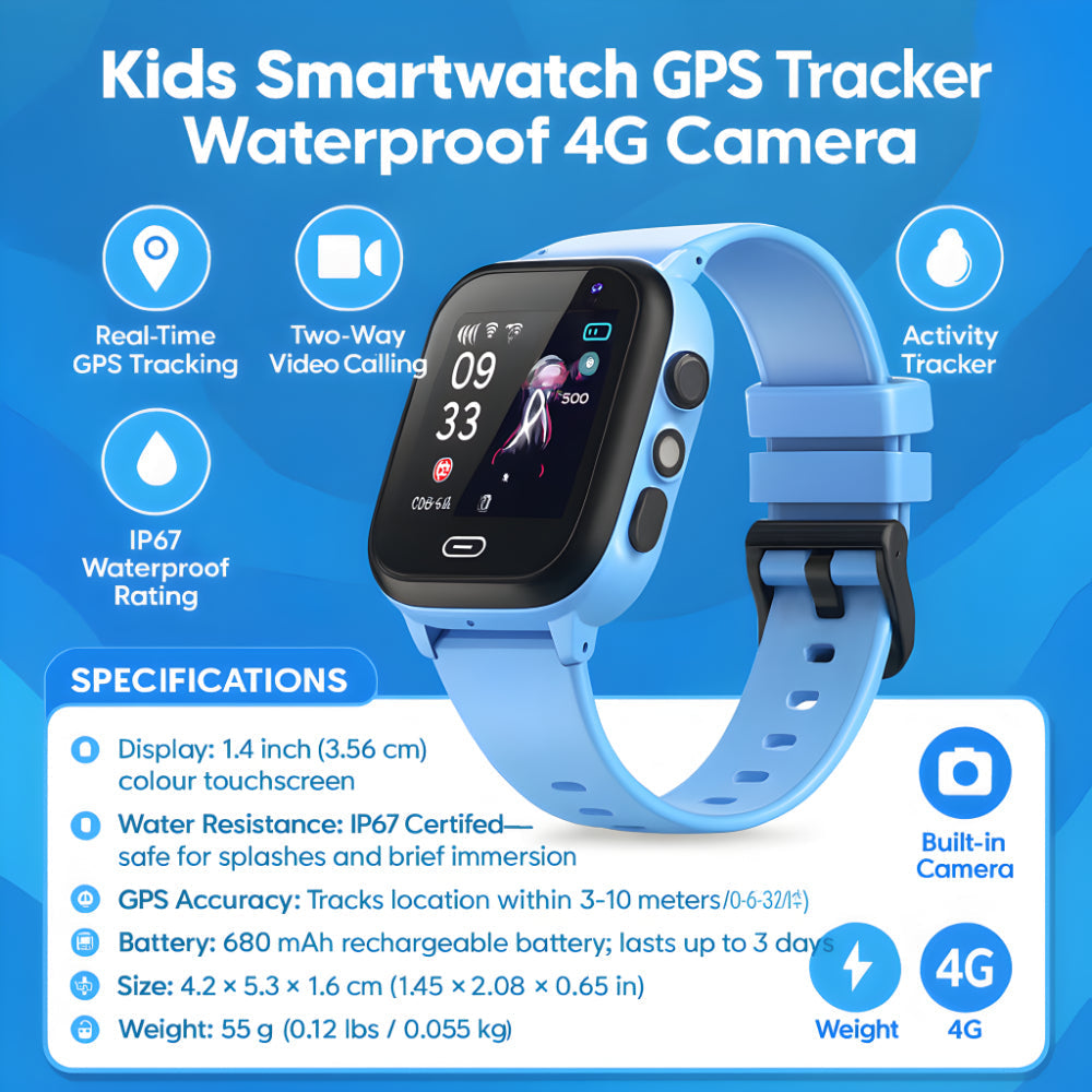 Montre Connectée Enfant GPS 4G Étanche avec Caméra – Cromos