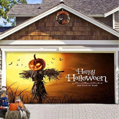 Cromos | Décoration de Porte de Garage Halloween – Housse Décorative Festive Effet Hanté pour Garage