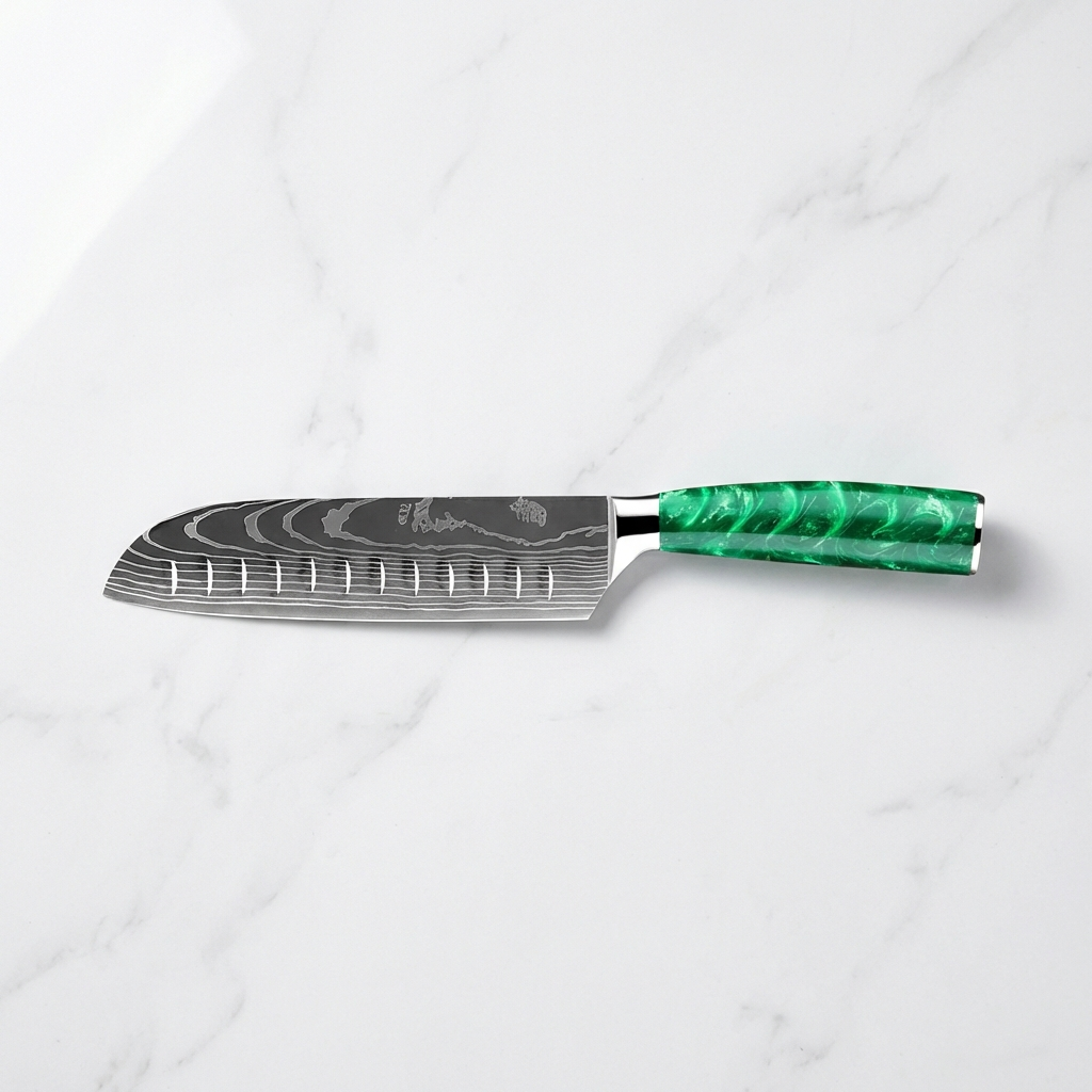 Cromos | Mori Santoku – Couteau de Chef Japonais Premium en Acier Inoxydable Haute Performance pour une Découpe Précise