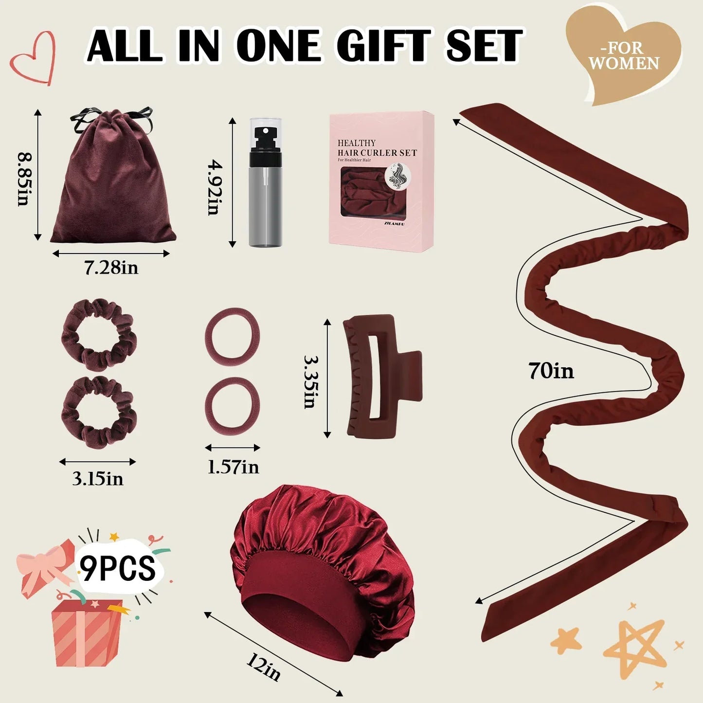 Cromos | Bandeau Boucleur Sans Chaleur Kit 9 Pièces – Boucles Douces