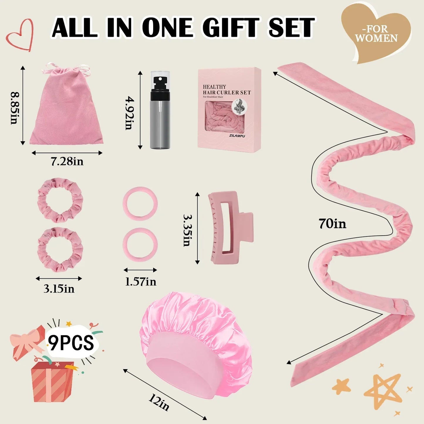 Cromos | Bandeau Boucleur Sans Chaleur Kit 9 Pièces – Effet Boucles Naturelles