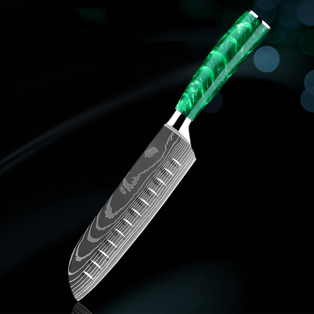Cromos | Mori Santoku – Couteau de Chef Japonais Premium en Acier Inoxydable Haute Performance pour une Découpe Précise