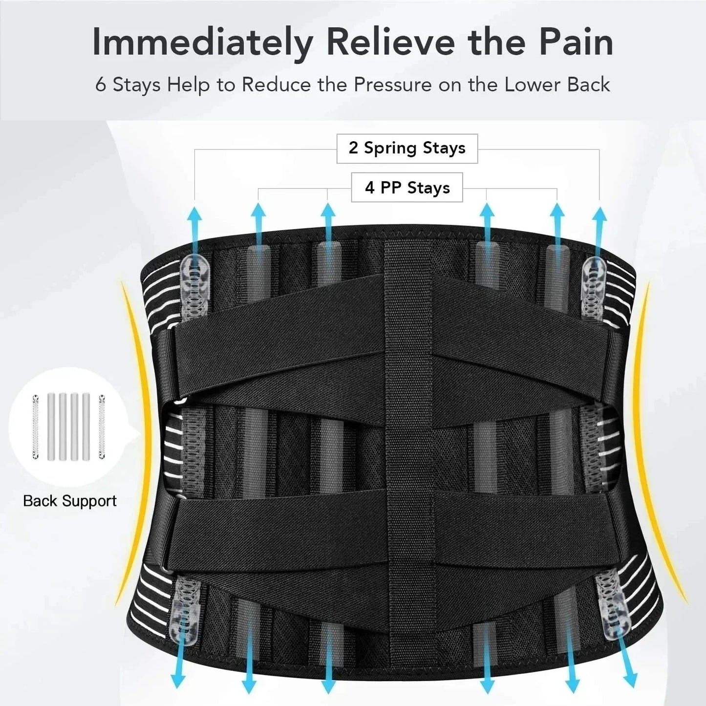 Cromos | Ceinture de soutien dorsal OrthoFlexa – soutien lombaire 360° avec aluminium à mémoire et ressorts en acier – respirante et invisible sous les vêtements