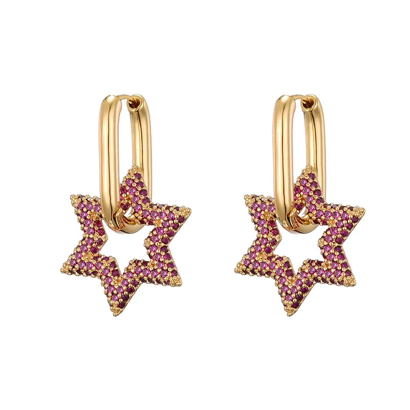 Cromos | Boucles d’Oreilles Créoles Cristal Étoile