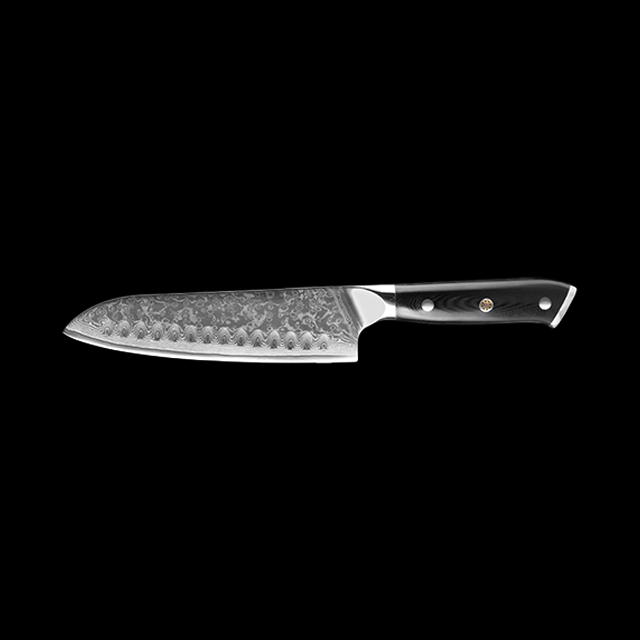 Cromos | Kuro Damascus Santoku Couteau de Cuisine Japonais Premium – Lame Acier Damas VG-10 Haute Précision et Performance Professionnelle