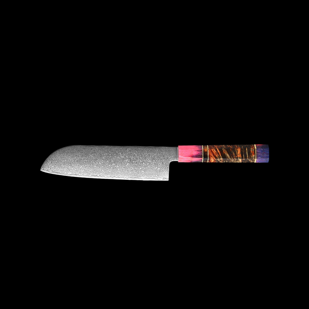 Cromos | Mahou Damascus Santoku Couteau de Cuisine Premium – Lame Acier Damas Haute Précision pour Découpe Professionnelle