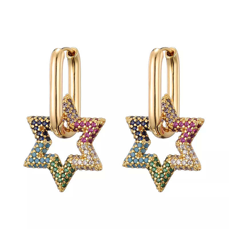 Cromos | Boucles d’Oreilles Créoles Cristal Étoile