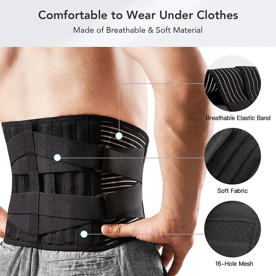 Cromos | Ceinture de soutien dorsal OrthoFlexa – soutien lombaire 360° avec aluminium à mémoire et ressorts en acier – respirante et invisible sous les vêtements