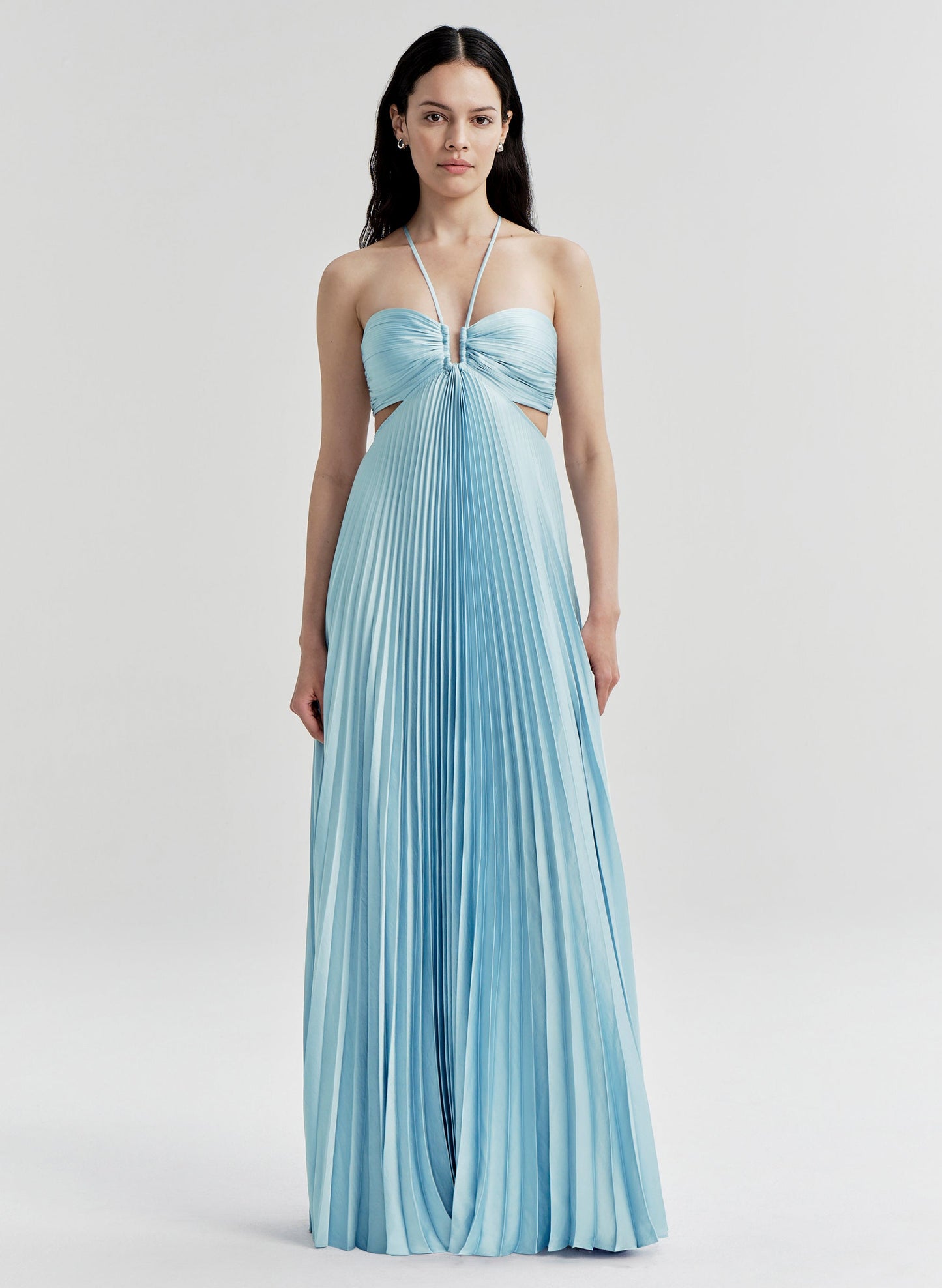 Robe longue plissée en satin Cromos Moira